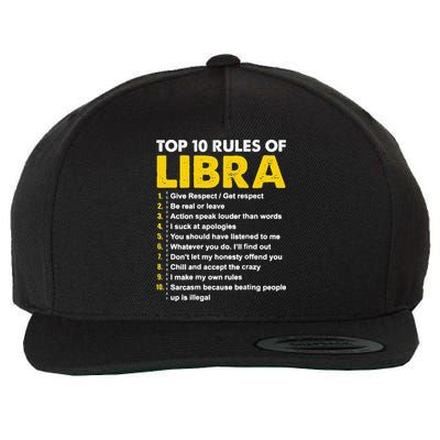 Wo Top 10 Rules Libra Horoscope Birthday Gift Wool Snapback Cap