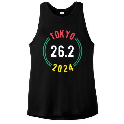 Women Tokyo 262 Marathon 2024 Vneck Ladies PosiCharge Tri-Blend Wicking Tank