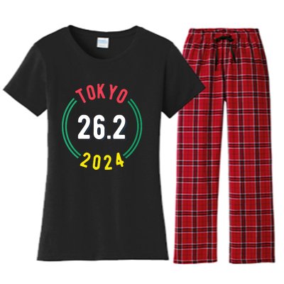 Women Tokyo 262 Marathon 2024 Vneck Women's Flannel Pajama Set