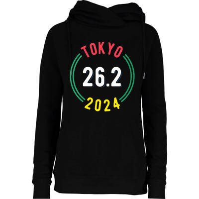 Women Tokyo 262 Marathon 2024 Vneck Womens Funnel Neck Pullover Hood