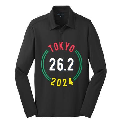 Women Tokyo 262 Marathon 2024 Vneck Silk Touch Performance Long Sleeve Polo