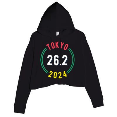 Women Tokyo 262 Marathon 2024 Vneck Crop Fleece Hoodie