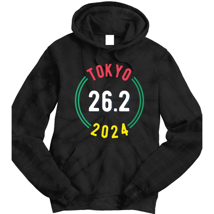 Women Tokyo 262 Marathon 2024 Vneck Tie Dye Hoodie