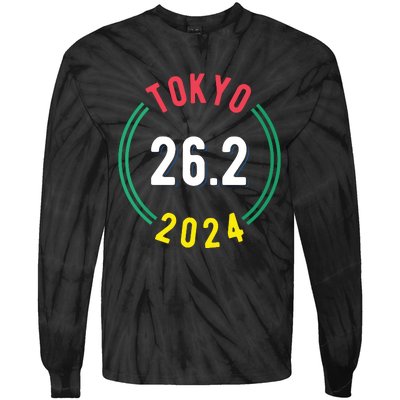 Women Tokyo 262 Marathon 2024 Vneck Tie-Dye Long Sleeve Shirt