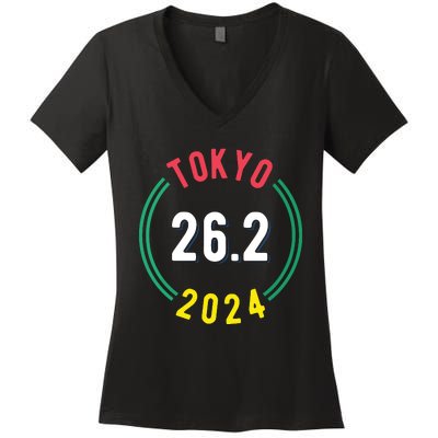 Women Tokyo 262 Marathon 2024 Vneck Women's V-Neck T-Shirt