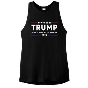 Wo Trump 2024 Save America Save America Again Trump  Ladies PosiCharge Tri-Blend Wicking Tank