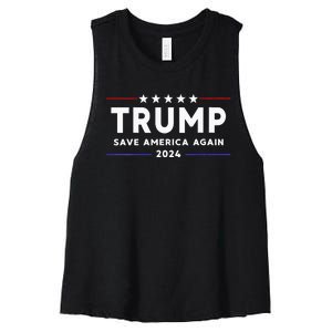 Wo Trump 2024 Save America Save America Again Trump  Women's Racerback Cropped Tank