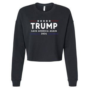 Wo Trump 2024 Save America Save America Again Trump  Cropped Pullover Crew