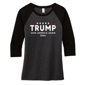 Wo Trump 2024 Save America Save America Again Trump  Women's Tri-Blend 3/4-Sleeve Raglan Shirt