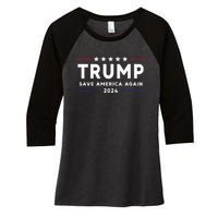 Wo Trump 2024 Save America Save America Again Trump  Women's Tri-Blend 3/4-Sleeve Raglan Shirt