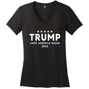 Wo Trump 2024 Save America Save America Again Trump  Women's V-Neck T-Shirt