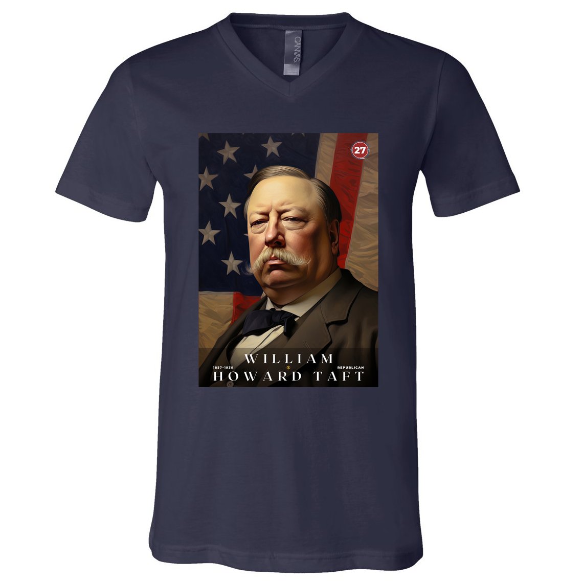 William Taft 27th President Of The United States Portrait V-Neck T-Shirt