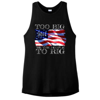 Women Trump 2024 Too Big To Rig Funny Quote Vneck Ladies PosiCharge Tri-Blend Wicking Tank