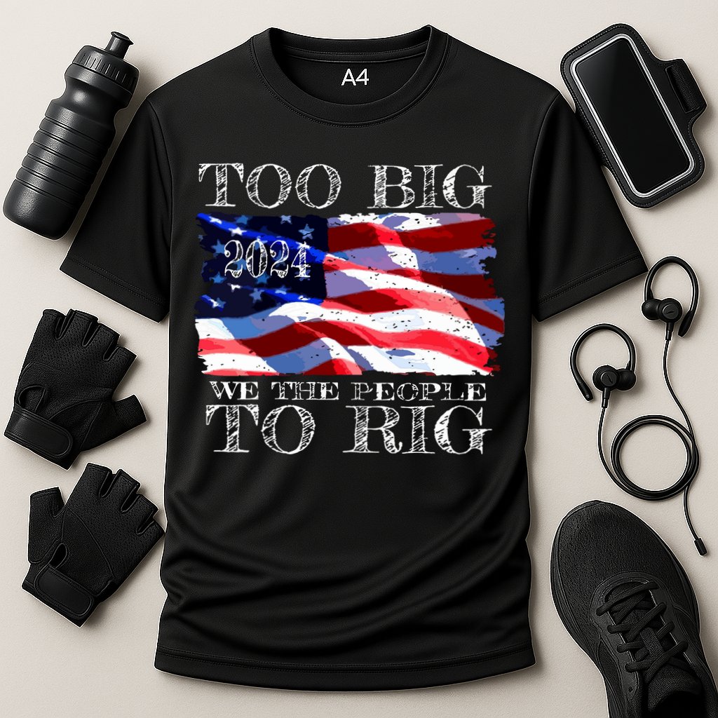 Women Trump 2024 Too Big To Rig Funny Quote Vneck Cooling Performance Crew T-Shirt