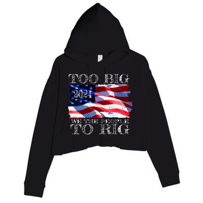 Women Trump 2024 Too Big To Rig Funny Quote Vneck Crop Fleece Hoodie