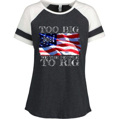 Women Trump 2024 Too Big To Rig Funny Quote Vneck Enza Ladies Jersey Colorblock Tee