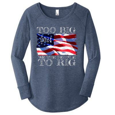 Women Trump 2024 Too Big To Rig Funny Quote Vneck Women's Perfect Tri Tunic Long Sleeve Shirt