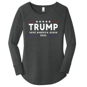 Womens Trump 2024 Save America Save America Again Trump Women's Perfect Tri Tunic Long Sleeve Shirt