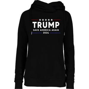 Womens Trump 2024 Save America Save America Again Trump Womens Funnel Neck Pullover Hood