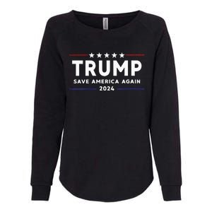 Womens Trump 2024 Save America Save America Again Trump Womens California Wash Sweatshirt