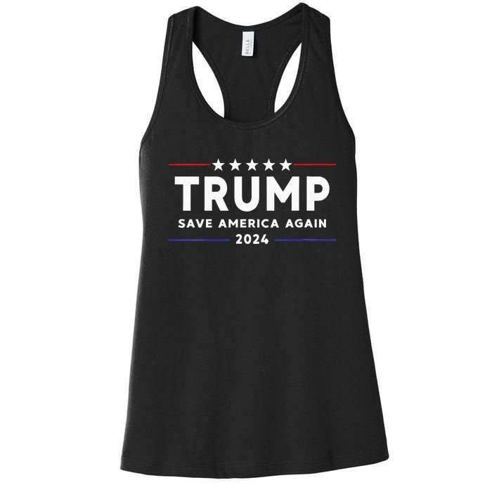 Womens Trump 2024 Save America Save America Again Trump Women's Racerback Tank