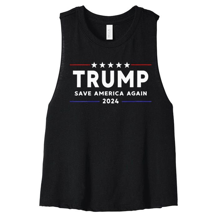 Womens Trump 2024 Save America Save America Again Trump Women's Racerback Cropped Tank