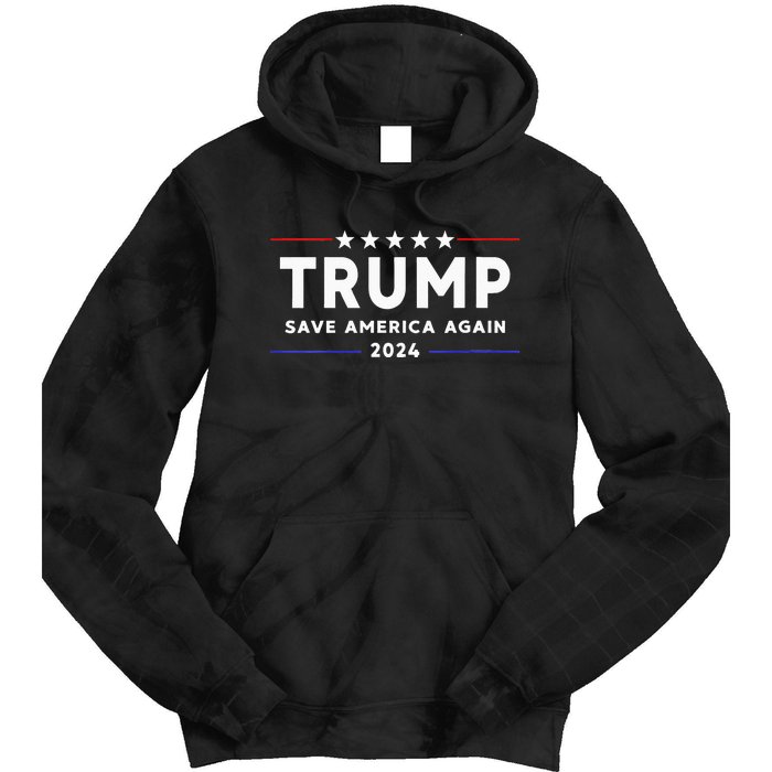 Womens Trump 2024 Save America Save America Again Trump Tie Dye Hoodie