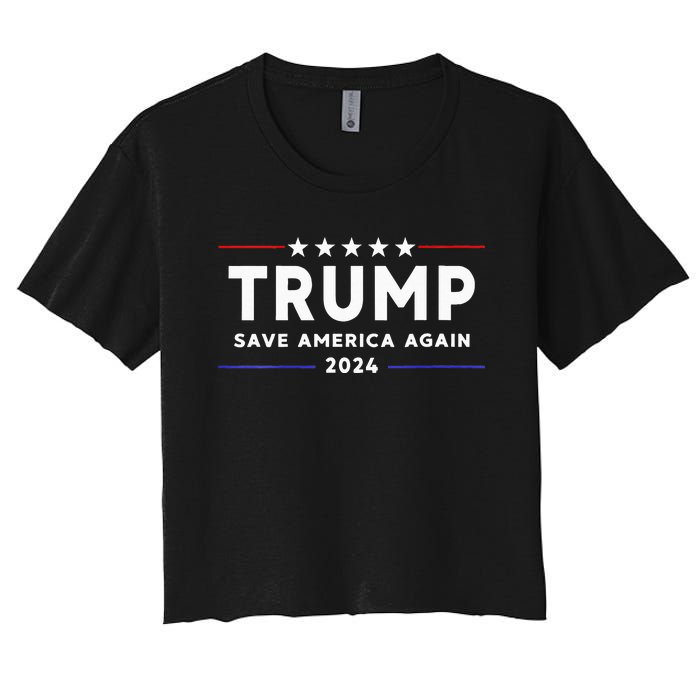 Womens Trump 2024 Save America Save America Again Trump Women's Crop Top Tee