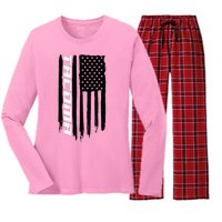 Washington Tacoma American Flag Usa Women's Long Sleeve Flannel Pajama Set 