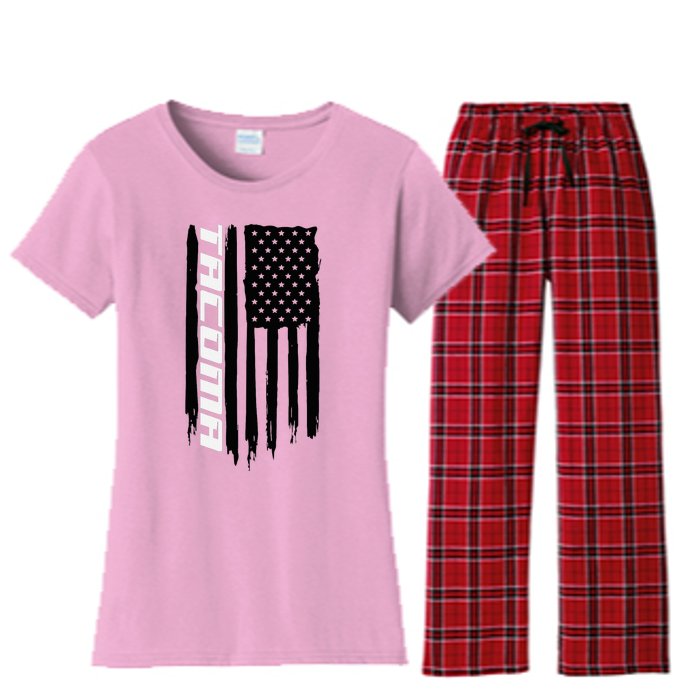 Washington Tacoma American Flag Usa Women's Flannel Pajama Set