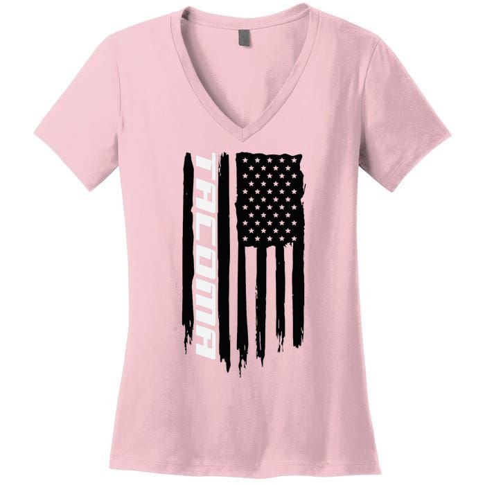 Washington Tacoma American Flag Usa Women's V-Neck T-Shirt