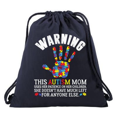 Warning This Autism Mom Uses Patience In Children Drawstring Bag