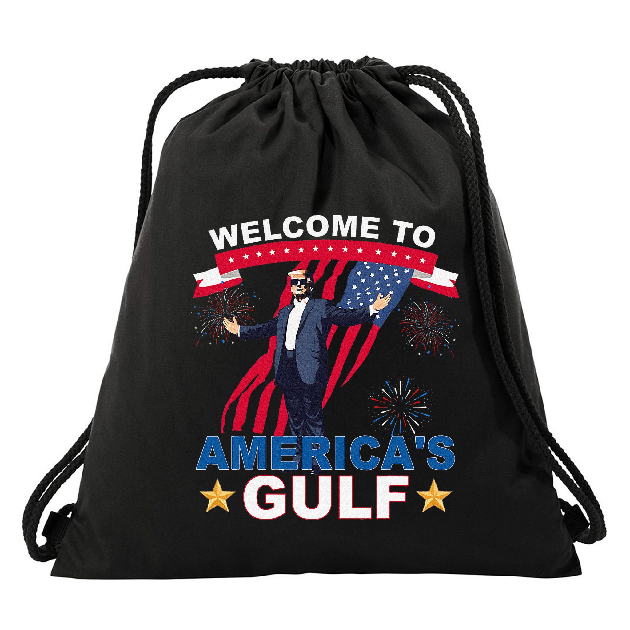 Welcome To AmericaS Gulf Mexico Funny President Trump Drawstring Bag