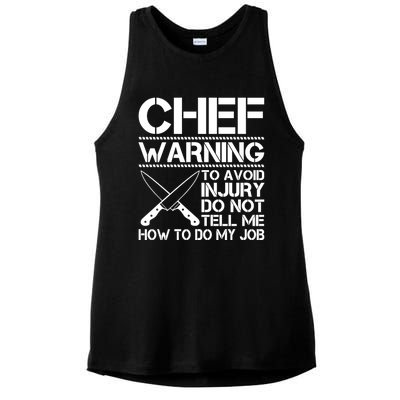 Warning To Avoid Injury Funny Chef Cool Gift Ladies PosiCharge Tri-Blend Wicking Tank