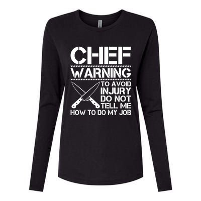 Warning To Avoid Injury Funny Chef Cool Gift Womens Cotton Relaxed Long Sleeve T-Shirt