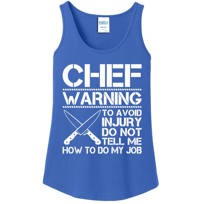 Warning To Avoid Injury Funny Chef Cool Gift Ladies Essential Tank