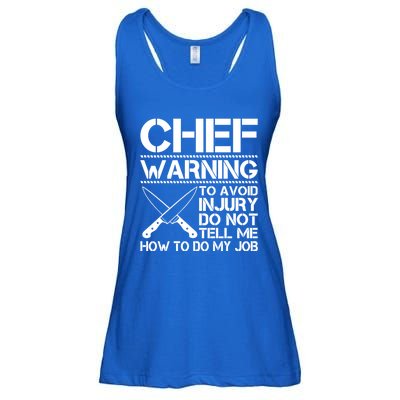 Warning To Avoid Injury Funny Chef Cool Gift Ladies Essential Flowy Tank