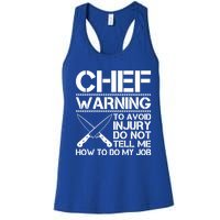 Warning To Avoid Injury Funny Chef Cool Gift Women's Racerback Tank