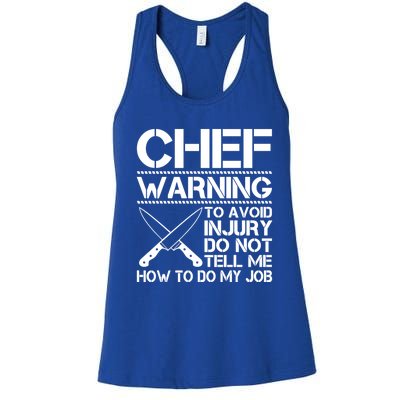 Warning To Avoid Injury Funny Chef Cool Gift Women's Racerback Tank