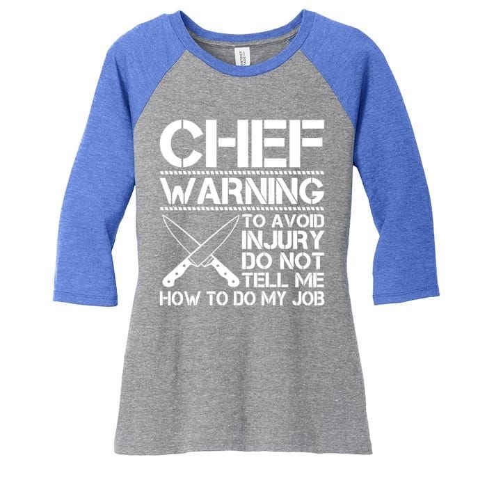 Warning To Avoid Injury Funny Chef Cool Gift Women's Tri-Blend 3/4-Sleeve Raglan Shirt