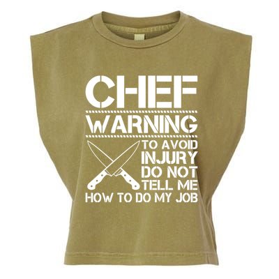 Warning To Avoid Injury Funny Chef Cool Gift Garment-Dyed Women's Muscle Tee