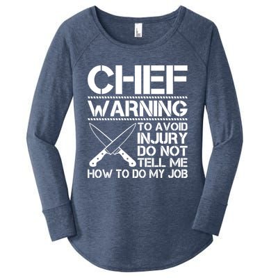 Warning To Avoid Injury Funny Chef Cool Gift Women's Perfect Tri Tunic Long Sleeve Shirt