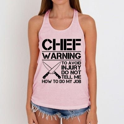 Warning To Avoid Injury Funny Chef Cool Gift Women's Knotted Racerback Tank