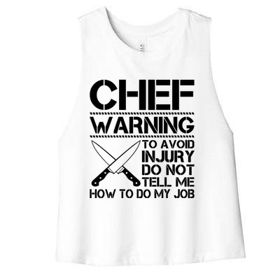 Warning To Avoid Injury Funny Chef Cool Gift Women's Racerback Cropped Tank