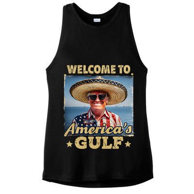 Welcome To AmericaS Gulf Trump Gulf Of Mexico America Map Ladies PosiCharge Tri-Blend Wicking Tank