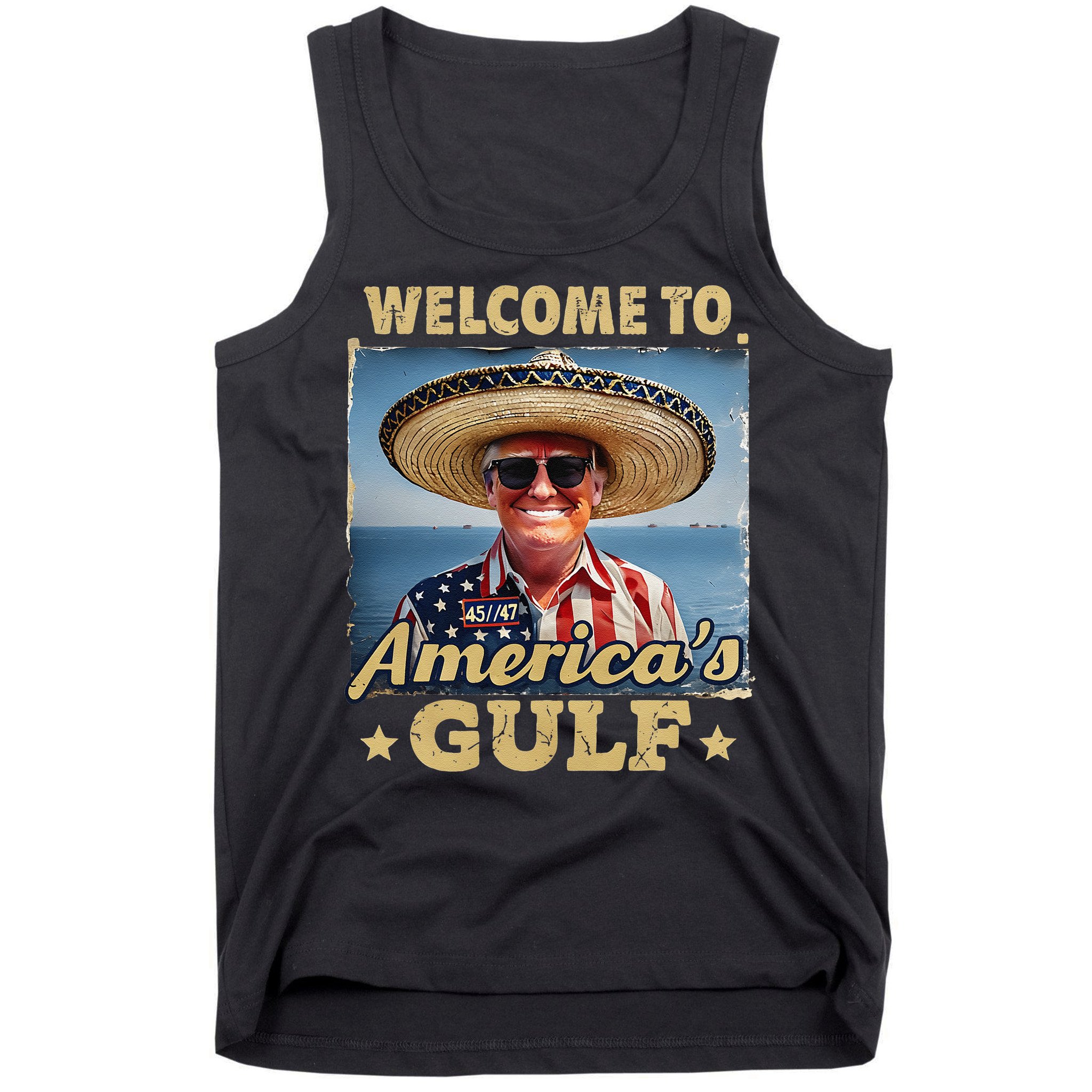 Welcome To AmericaS Gulf Trump Gulf Of Mexico America Map Tank Top