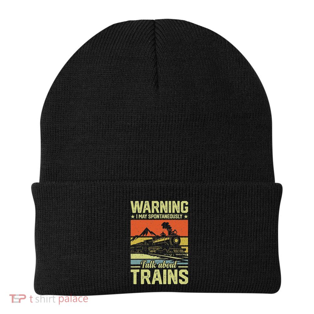 Warning Talk About Trains Knit Cap Winter Beanie