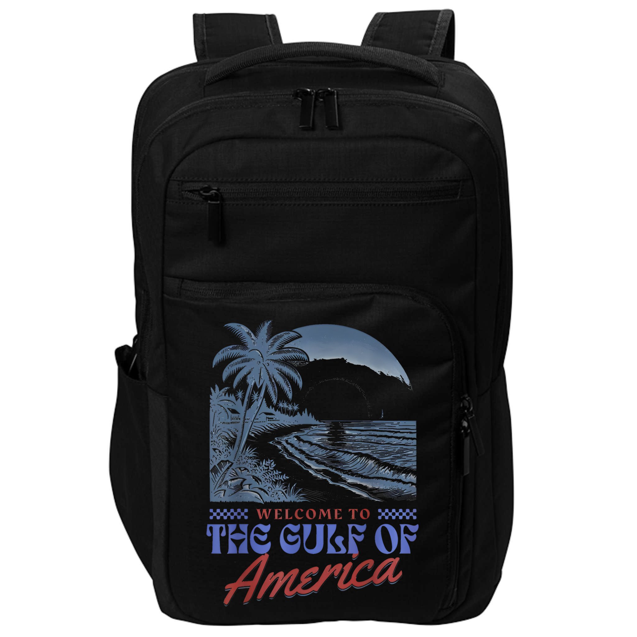 Welcome To AmericaS Gulf Retro Vintage Beach Impact Tech Backpack