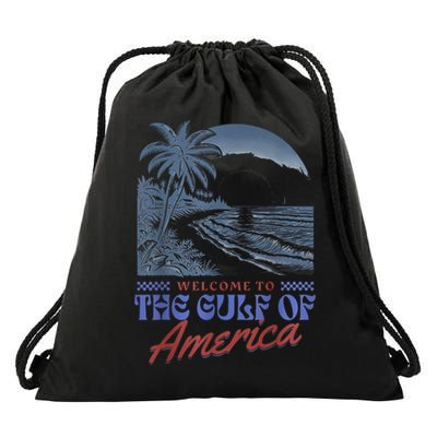 Welcome To AmericaS Gulf Retro Vintage Beach Drawstring Bag