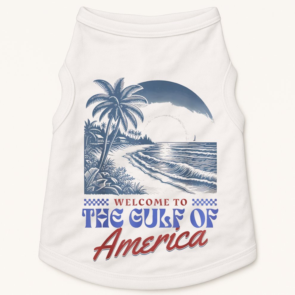 Welcome To AmericaS Gulf Retro Vintage Beach Doggie Tank